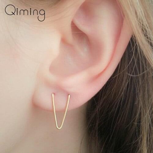 Handmade Two Hole V Vintage Earrings Double Lobe Earrings For Women Piercing Jewelry Oorbellen Pendientes