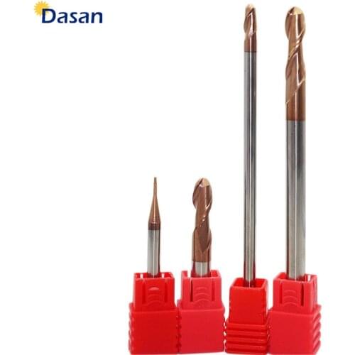 1pc Carbide Cutter Tool 1mm 1.5mm 2mm 2.5mm 4mm 5mm 6mm 8mm Carbide Ball Nose End Mills HRC60 2 Flute CNC Milling Cutter Tools