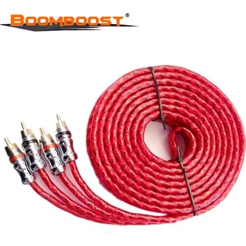 1 pc Factory price red Color car Stereo Audio cable Line 4.5m RCA to RCA pure copper for amplifier speaker subwooofer