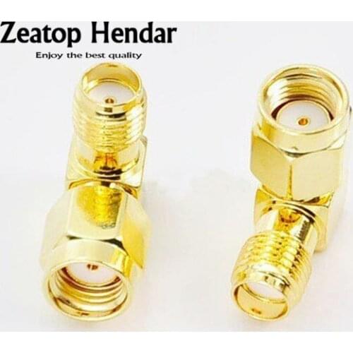 100pcs Gold RP-SMA Male to SMA Female Plug Right Angle 90 Degree RF Connectors In Series RF Adapter Jack