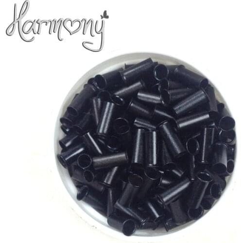 1000 pcs 1# Black 2823x7mm copper easy locks micro tubes for pre-bonded hair euro locks extension tools