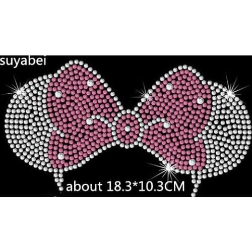 2pc/lot knot bow sticker hot fix rhinestone transfer motifs iron on crystal transfers design iron on applique patches