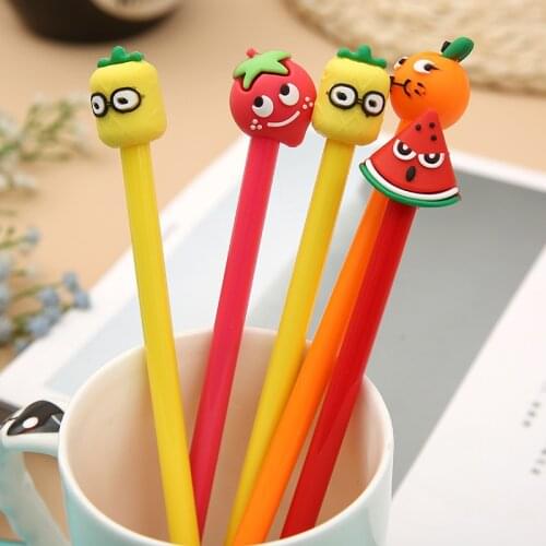 20 pcs Fruit shape Neutral Pen simple and lovely Orange Strawberry Black Water Student Stationery