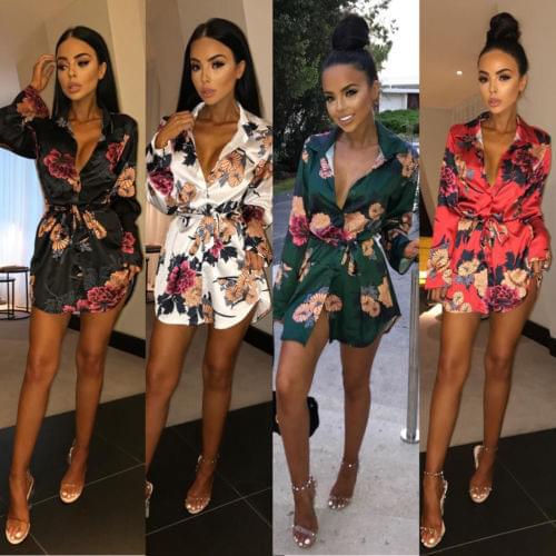 2020 Fashion Womens Boho Floral Chiffon Summer Party Evening Beach Short Mini Dress Sundress