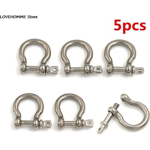 5Pcs M4 Silver 304 Stainless Steel Rustproof Screw Pin Anchor Bow Shackle Clevis European Style