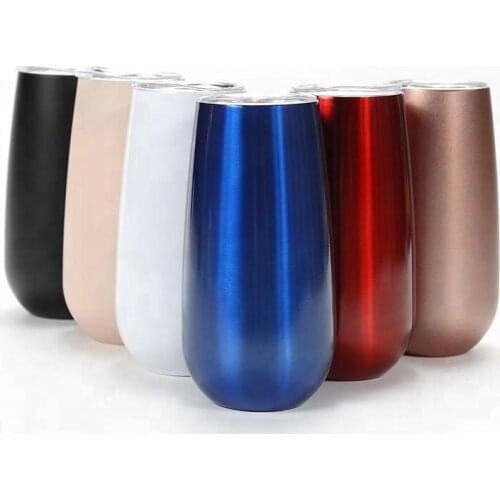 6oz Egg shape cup Stainless Steel Drinking Cup With Lid Stemless Wine Glass Kids Unbreakable Tumblers for wine coffee mug