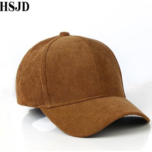 2019 Corduroy Adjustable Baseball Cap for Men Women Autumn Summer Brand Casual Solid Color Snapback Hat Stripe Bones Caps Unisex
