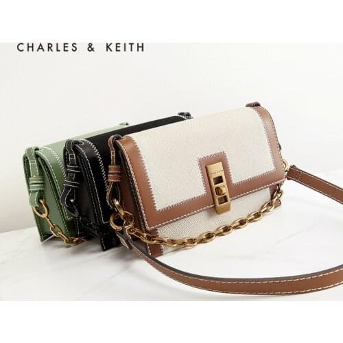 CHARLES&KEITHNew Arrival for Spring2021CK2-50270644Womens fashion shoulder bag stitching retro chain armpit bag