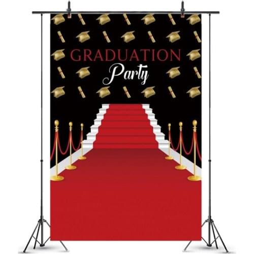 Graduation Party Red Carpet Bachelor Caps Photography Background College Student Celebration Party Backdrops Photographic