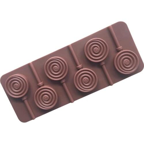 Lollipop Mold Silicone Mould 6 Lattices In Circles DIY Chocolate Ice Cube Mold Comes With A Plastic Rod D673