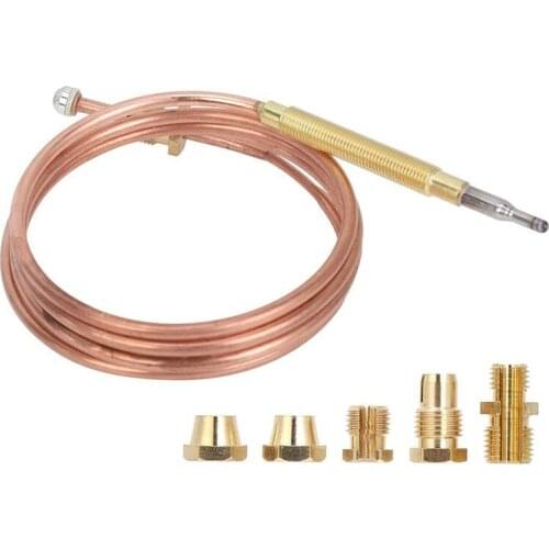 HOT-Universal Gas Stove Thermocouple with 5Pcs Nuts Heating Gas Burner Replacement Thermocouple Adaptor