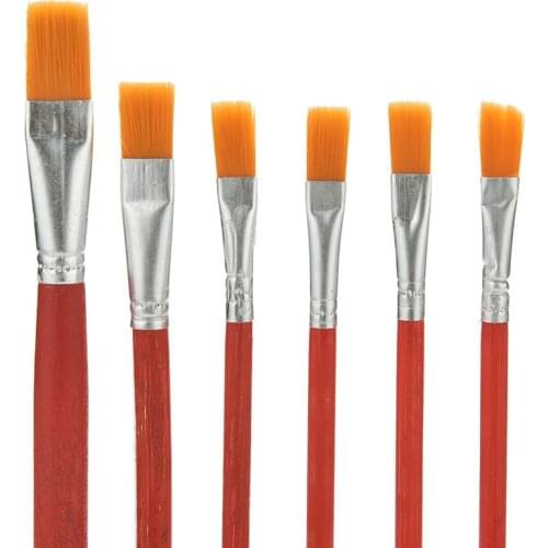 6 Pcs Artist Paint Brush Nylon Hair Watercolor Acrylic Oil Painting Supplies