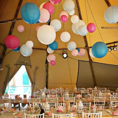 4/6/8/10/12/14/16inch White Blue Pink Chinese Paper Lanterns Wedding Party Decoration Lampion Holiday Supplies Paper Balls Lamps