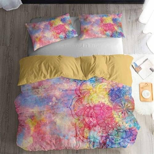 HELENGILI 3D Bedding Set Starry Sky Mandala Print Duvet Cover Set Bedclothes with Pillowcase Bed Set Home Textiles #MTL-13