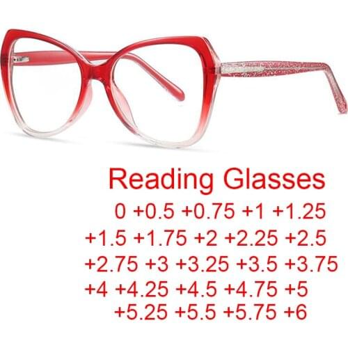 Red Big Frames Reading Glasses Women Square Anti Blue Light Finished Eyeglass Hyperopia Glasses Men Presbyopia Eyewear 0 to +6.0
