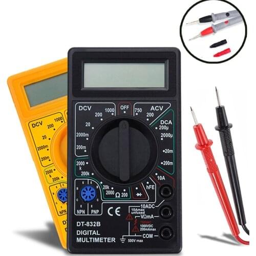 DT-832 Mini Pocket Digital Multimeter 1999 Counts Volt Amp Ohm Diode hFE Continuity Tester Ammeter Voltmeter Ohmmeter