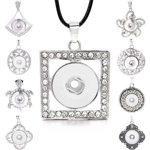 Fashion Interchangeable Flower Crystal Ginger Necklace 191 Fit 18mm Snap Button Pendant Necklace Charm Jewelry For Women Gift