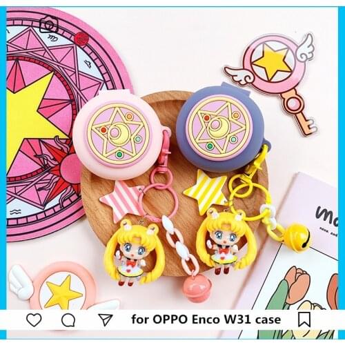 Cartoon Cute Protective Cover Silicone Case Protector for OPPO Enco W31 Wireless Earbuds Earphones Charging Box