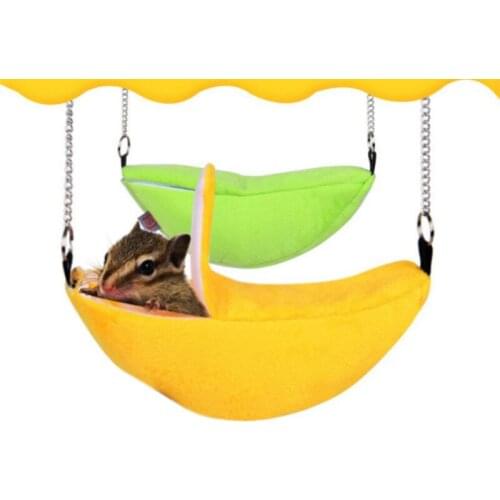 Hamster Hanging House Soft Hammock Banana Shape Small Pet Cotton Nest Pet Bed Rat Cage Toy Accessories Sleeping Bag