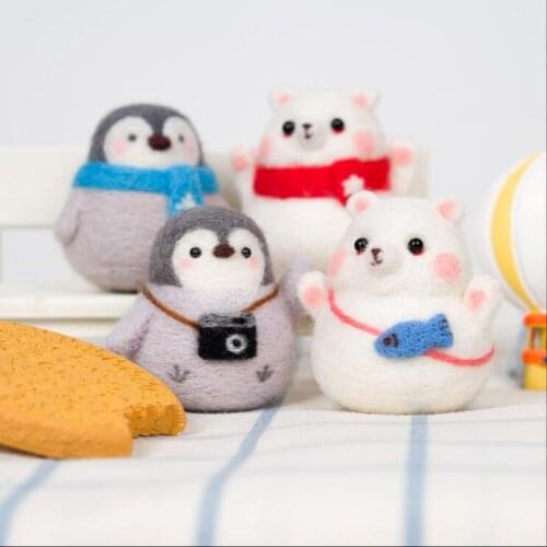 Polar bear wool needlepoint kit wool felt needle felting decoration craft needlecraft DIY ha