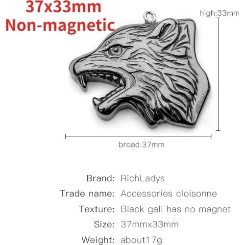 Natural Hematite 37x33mm Loose wolf Charms Luck Blessing Change Destiny for Jewelry Making DIY Bracelet Necklace Earring