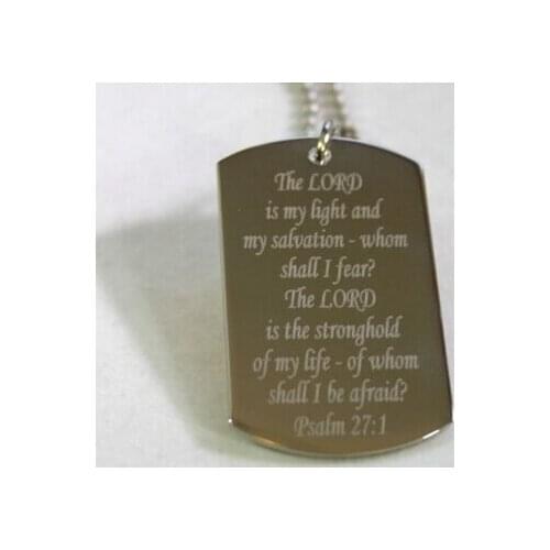 New fashion low price PSALM 27:1 PRAYER RELIGION SPECIAL DOG TAG STAINLESS STEEL FH890265