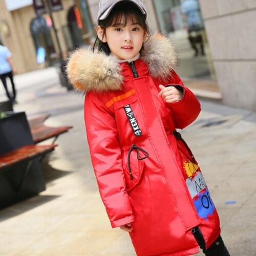 2018 new girl thick down jacket Girl waist long winter jacket Girl wearing a waist jacket on both sides Girl thick warm coat