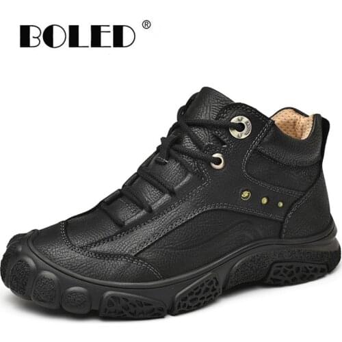 New Arrival Plus Size Lace-Up Men Boots Natural Leathe Ankle Snow Boots Men Wear Resistant Handmade Autumn Winter Men Shoes