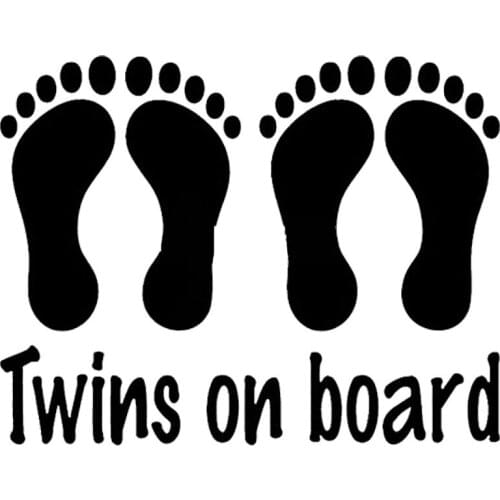 16.8cm*13cm Personalized Twins On Board Footprints Lovely Cartoon Car Stickers C5-0892