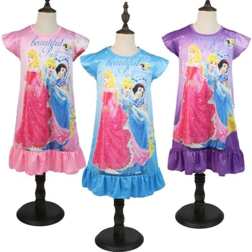 Disney Princess Girl Dress Summer Clothing Kids Clothes Childrens Pajamas Birthday Dresses Casual Costume Snow White Cinderella