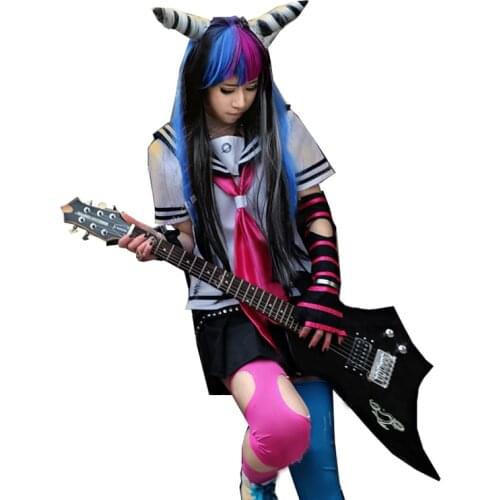 Ibuki Mioda Cosplay Custome Dangan Ronpa 2 Goodbye Despair Shirt Dress School Girl JK Uniform Skirt Set Halloween