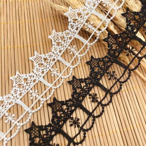 Polyester Off White Black Lace Trmmings Stars DIY Lolita Dress Collar Skrit Sewing Accessories Bar Code V2948