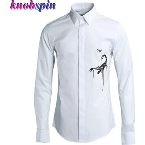 Slim Casual Shirt men 2019 Elegant Embroidery Solid color Business male Dress Shirts long sleeve high quality 80% Cotton Camisas