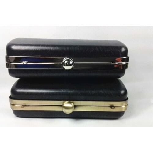 Silver antique bronze big ball clasp metal purse frame box clutches diy handbag accessories with black plastic cover bag frame