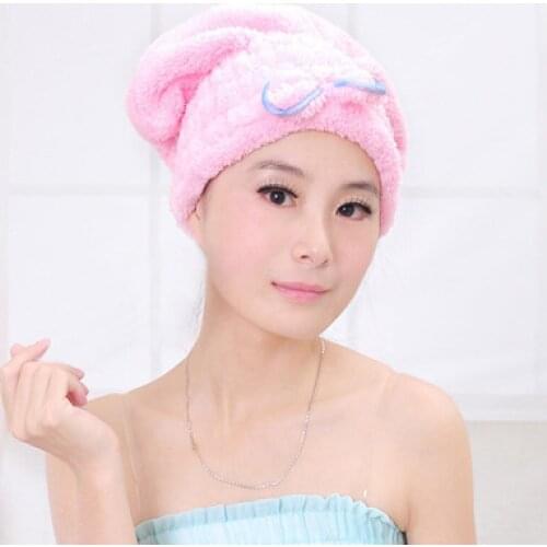 Coral hair cap thickened water absorbing quick drying bag headdress dry hat bow creative Princess bath cap