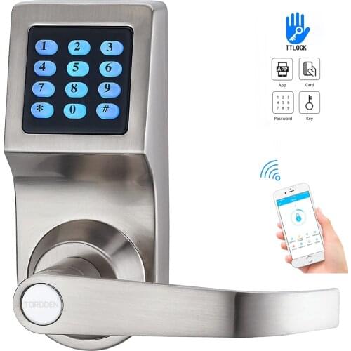 TORDDEN TTLock APP Bluetooth-compatible Electronic Lock Keypad Smart Home RF Card Password Key Zinc Alloy D6300W For Wooden Door
