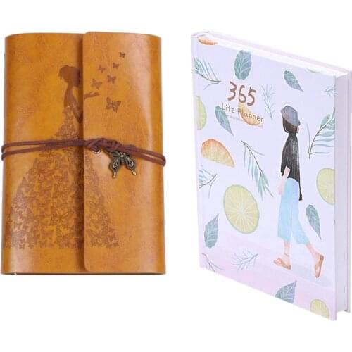 Creative Hardcover Year Plan Notebook, Leaves with Lemon and Refillable Notebook Journals, A6 Bound Travel Diary