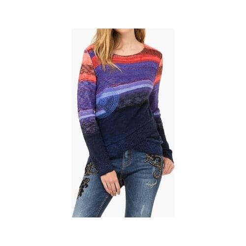 Spanish irregular knitwear sweater womens 2-color underpainting sweater