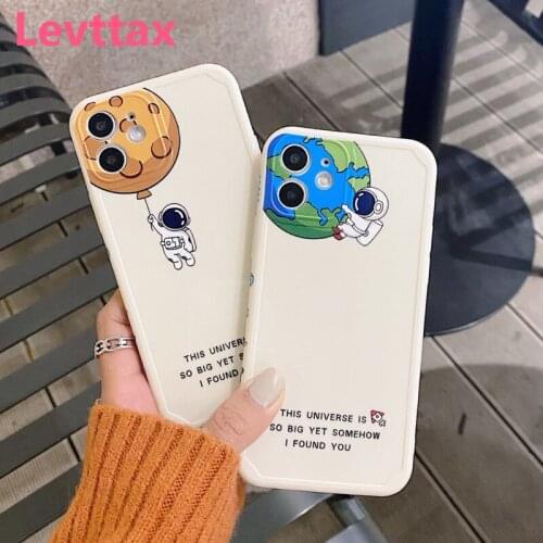 1PCS Fashion Astronaut Shockproof Planet Star Case For iPhone 12 11 Pro Soft Creative Shockproof For iphone MAX X XS XR 7 8Plus