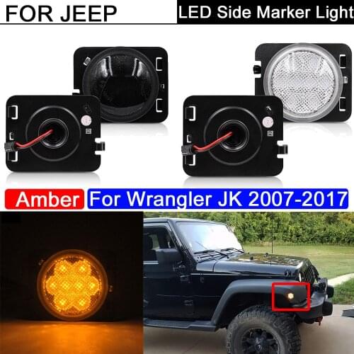 Amber Full LED Front Side Marker Light For 2007-2017 Jeep Wrangler JK