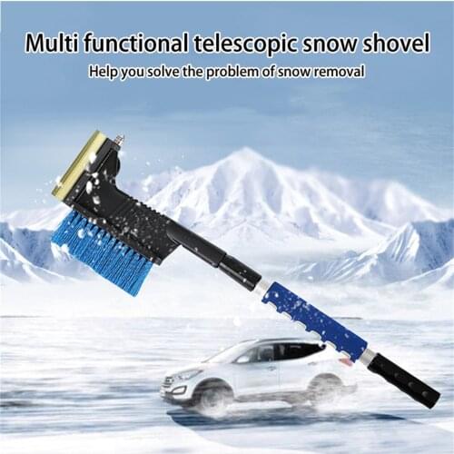 2-in-1 Extendable Snow Shovel Ice Scraper Snow Brush Water Remover For Car Auto SUV Frost Windshield Cleaner Winter Tool