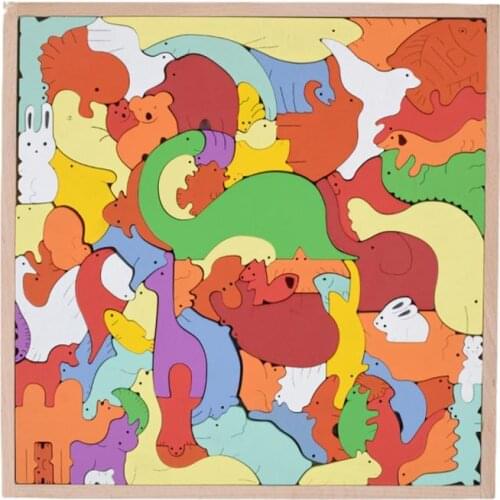 1Set Kid Parent-child Interactive Wooden Colorful Animal Shape 3D Puzzles Baby Early Educational Toy for Birthday Gifts