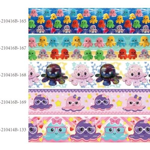 50 yards/lot) Wholesale 1-1/2" 38mm octopus printed cartoon ribbon