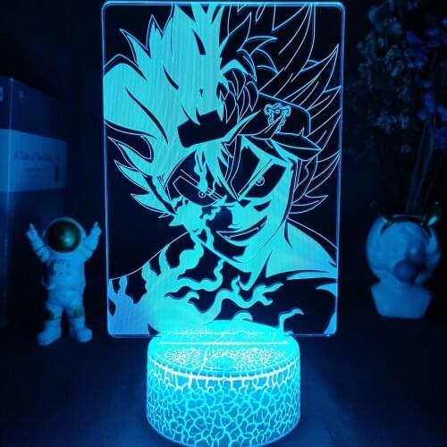 Anime Black Clover Asta Face 3D Image LED Nightlight Otaku Bedside Table Lamp Color Changing Sensor Lighting Manga Decoration