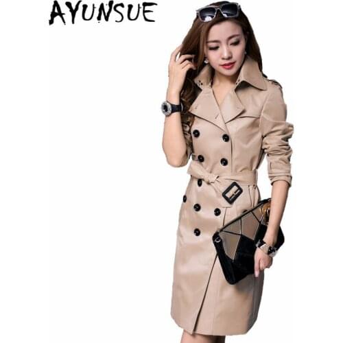 AYUNSUE Women's Double Breasted Trench Coats