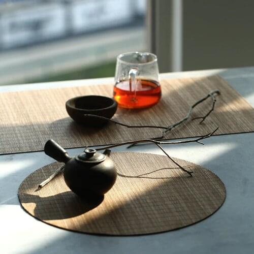 Bamboo Placemat Handmade Weave Plate Mat Pot Cup Holder Pad Tea Drink Coasters Hotel Home Kitchen Table Decoration Accessories