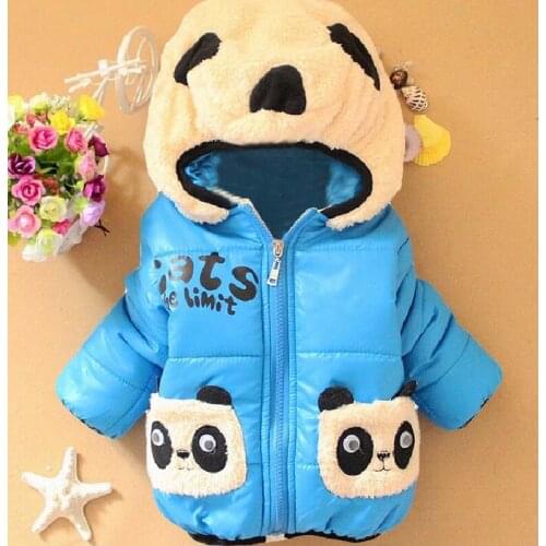 Large Size Baby Girls Boys Jacket Winter Warm Thick Cotton Cartoon Panda Hooded Coat Children Outerwear Infatn Clothing 2-5Y