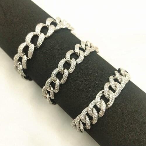 High Quality Cuban Chain Bracelet AAA Iced Out Cubic Zirconia Charm Bracelets For Women Luxury Hiphop Jewelry Pulseira ZK35