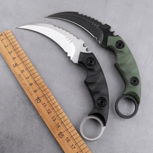 D2 steel fixed blade self-defense Karambit CS GO rescue outdoor claw hunting survival camping military tactical EDC tool knife