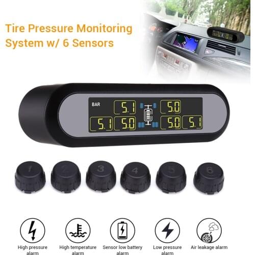 WONVON Solar Power Car TPMS LCD Pressure Gauge Tyre Pressure Monitoring System Auto Security Alarm for Trailer/RV & van